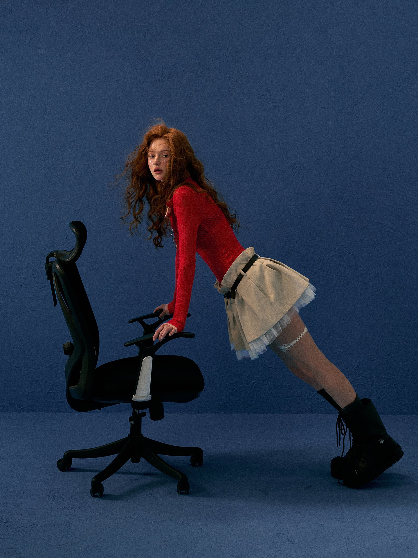 Work-Style Tulle Short Skirt