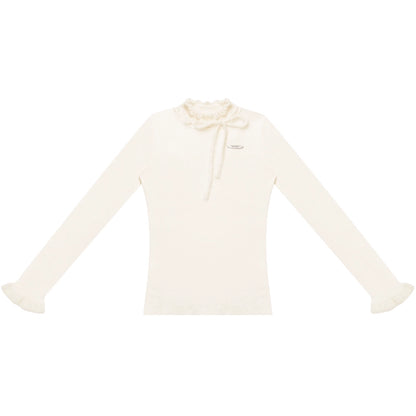 Bow-Knot Ruffled Knit Top