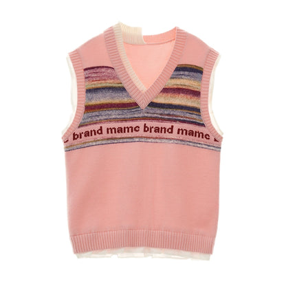 Irregular Striped Vest Sweater