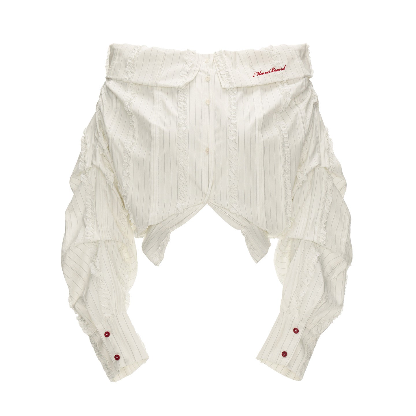 Layered Slanted Shoulder White Shirt