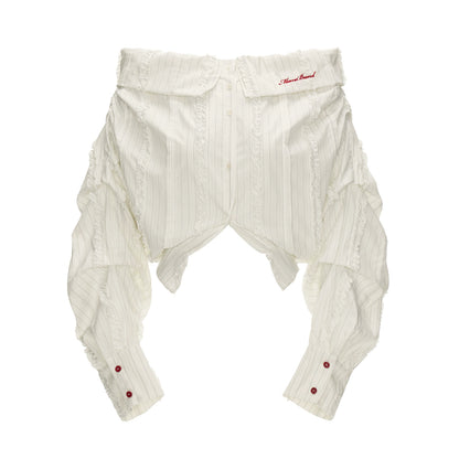 Big-V Striped White Long Sleeve Top