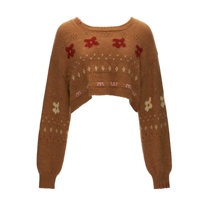 星形提花毛衣上衣套装