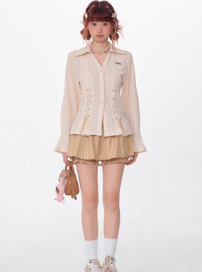 High-Waist Fungus A-Line Skirt Shorts