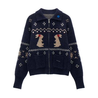 Snowflake Rabbit Knit Cardigan
