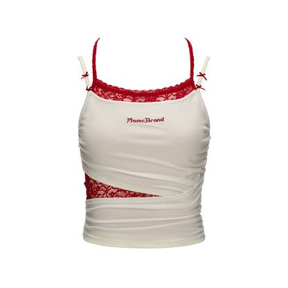 Lace Bow Camisole White Top