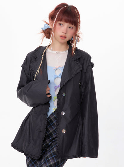 Loose Drawstring Retro Jacket