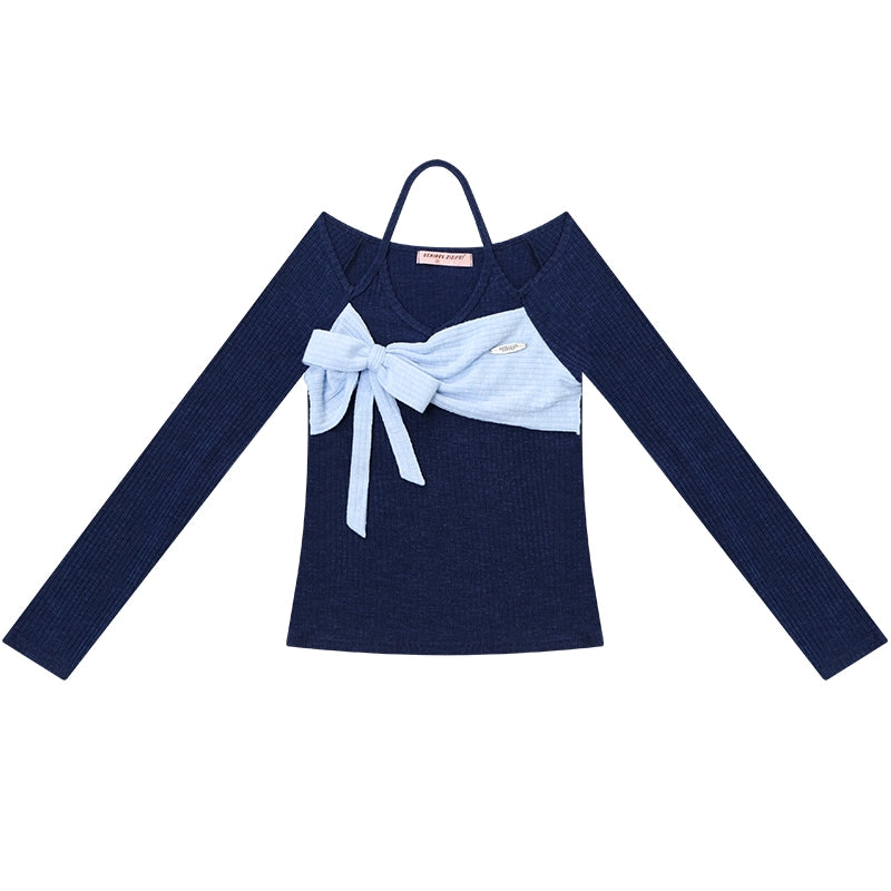 Patchwork Halterneck Knitted Top