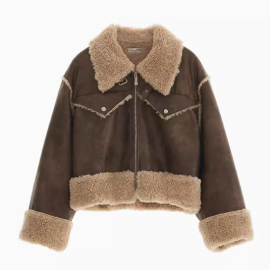 Maillard roll-neck plush jacket