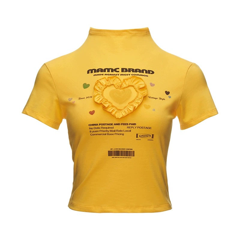 Neck Lace Heart Print Short Sleeve T-Shirt