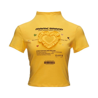 Neck Lace Heart Print Short Sleeve T-Shirt