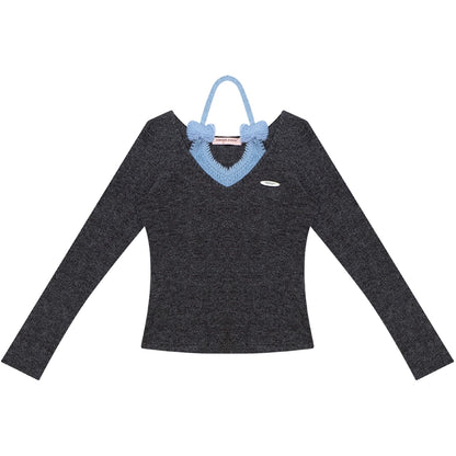 Bow Halter Knitted Top