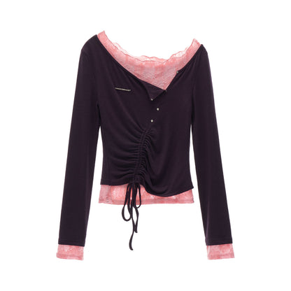 Slim Lace Sleeve T-Shirt