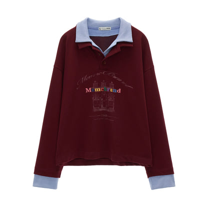 Button Lapel Polo Sweatshirt