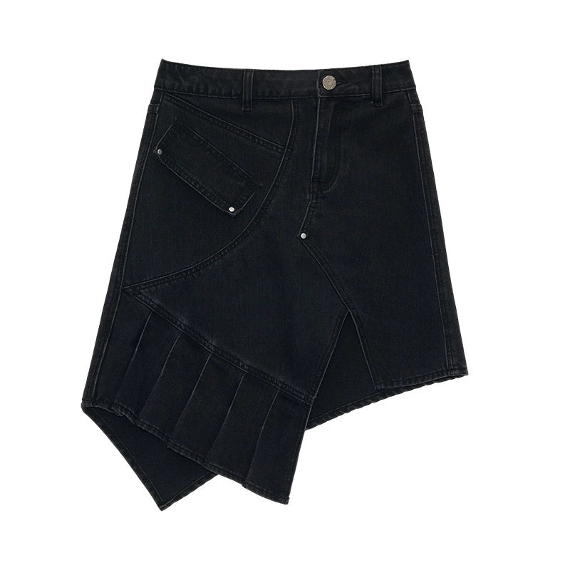 Retro Irregular Denim Skirt