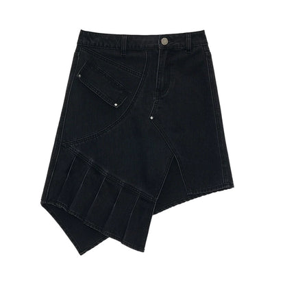 Retro Irregular Denim Skirt