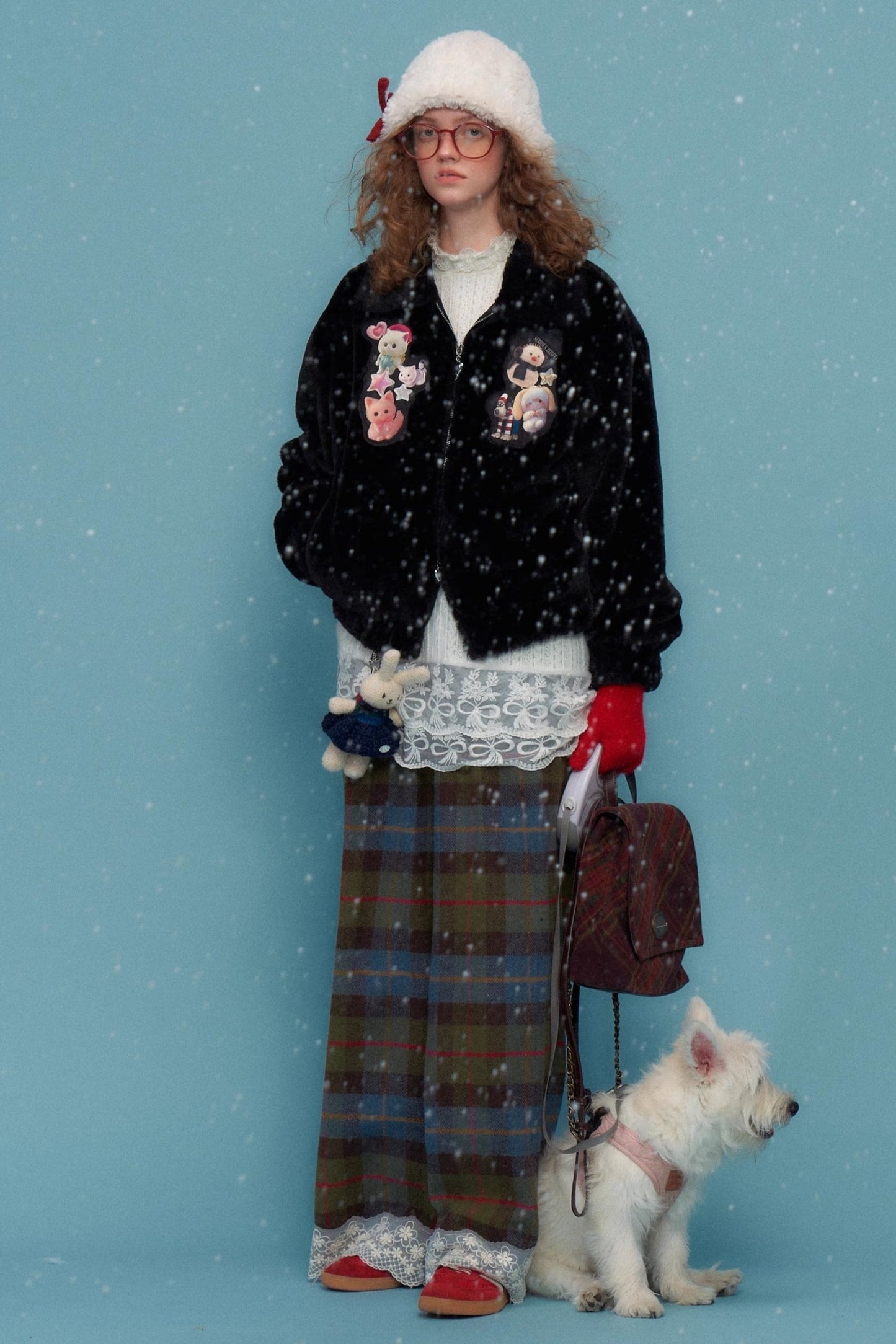 Retro Plaid Lace Stitched Pants