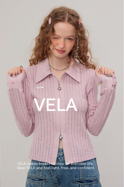 Retro Polo Collar Zipper Knit Shirt