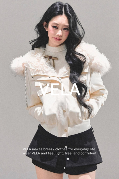 Lamb Wool Hooded Winter Coat