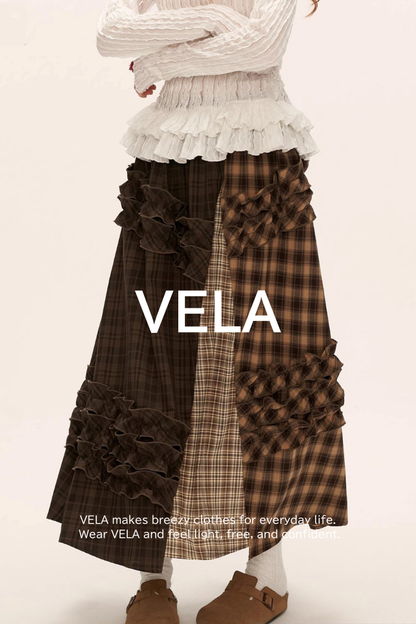Patchwork Plaid Long Skirt