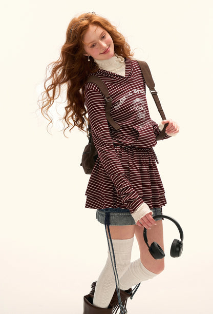 Striped Hoodue Tunic Top