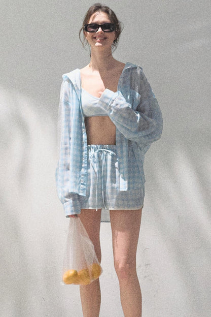 Sun Plaid Shirt & Shorts Set-Up