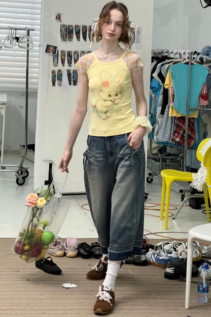 Vintage Blue High-Waisted Wide-Leg Jeans