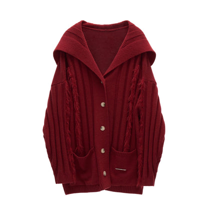 Lapel Knitted Loose Sweater Jacket