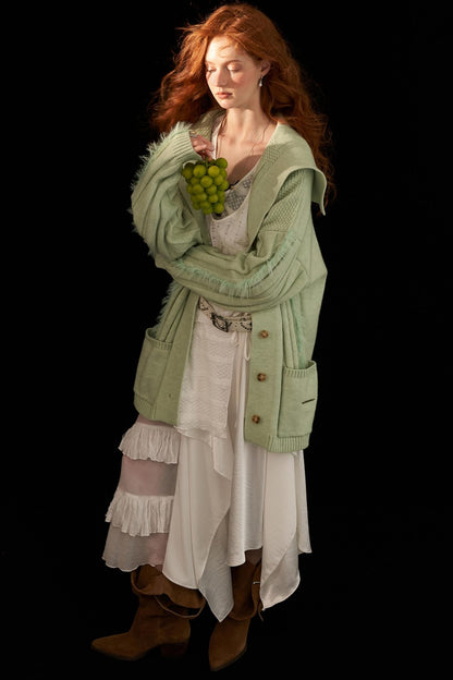 Lapel Knitted Loose Sweater Jacket