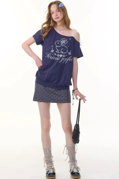 Retro Polka Dot High-Waist Skirt