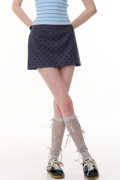Retro Polka Dot High-Waist Skirt