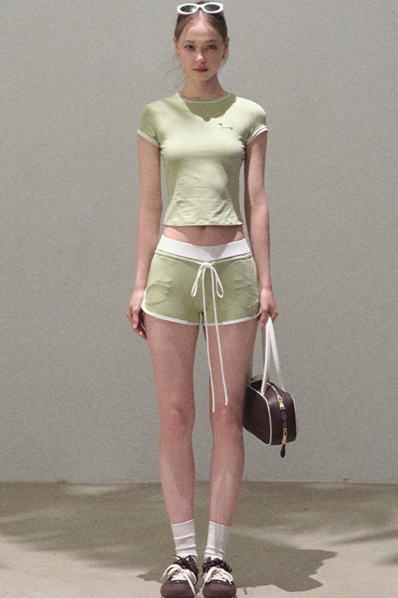 Colorblock Lace-Up Top Set-Up