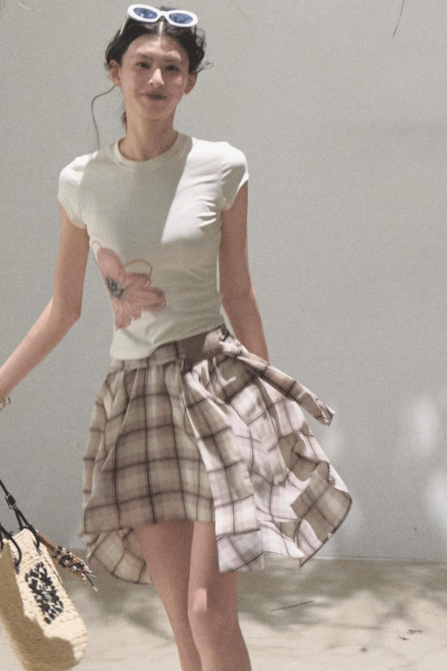 Love Ripple Plaid Skirt