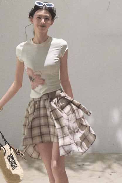 Love Ripple Plaid Skirt