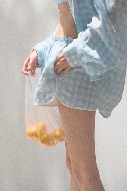 Sun Plaid Shirt & Shorts Set-Up