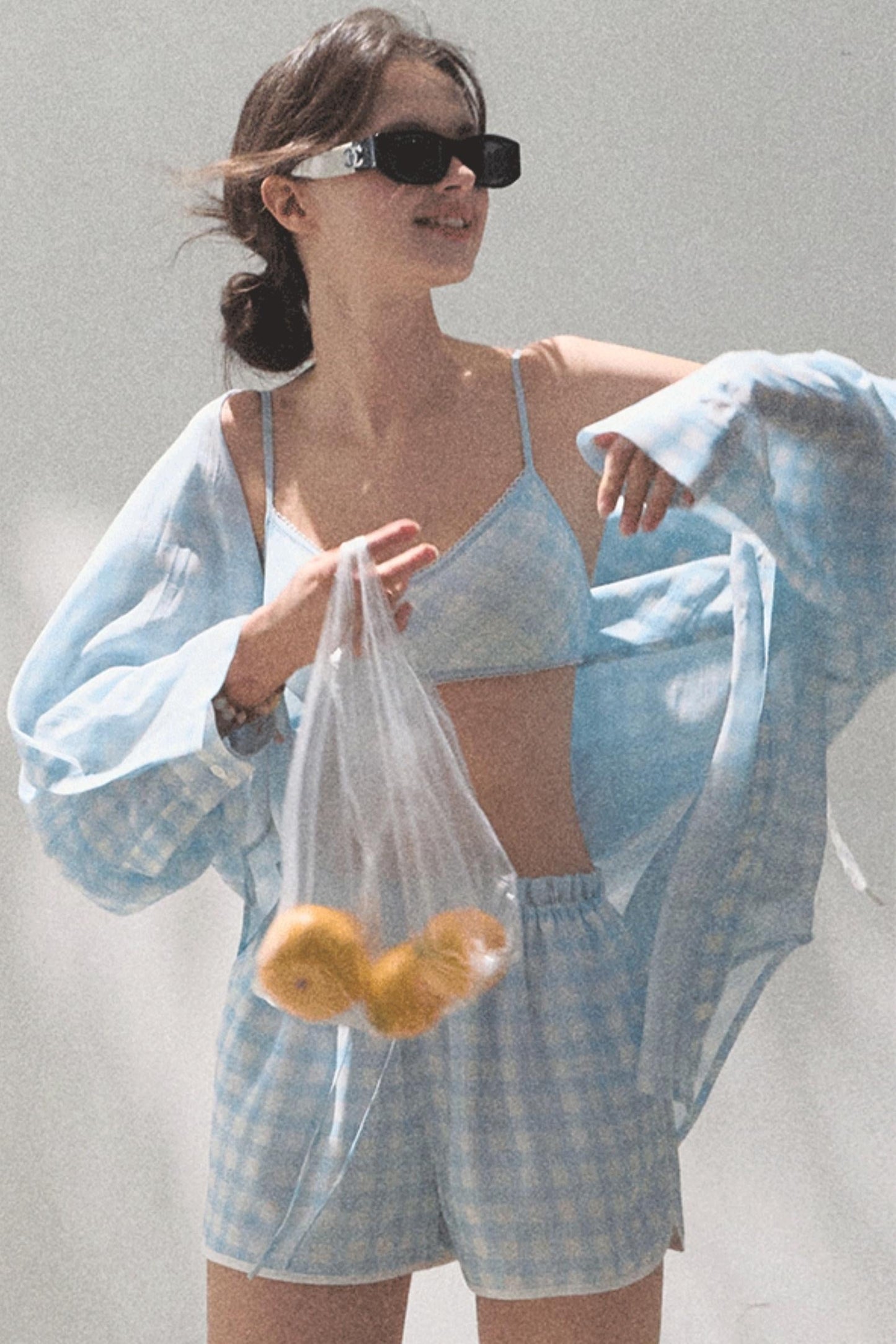 Sun Plaid Shirt & Shorts Set-Up