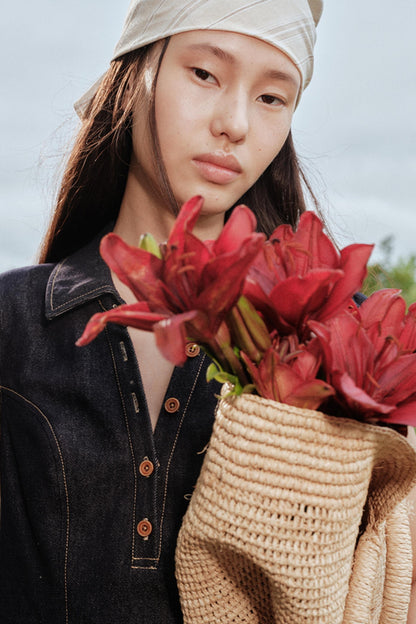 Summer Cicadas Denim V-Neck Waist Dress