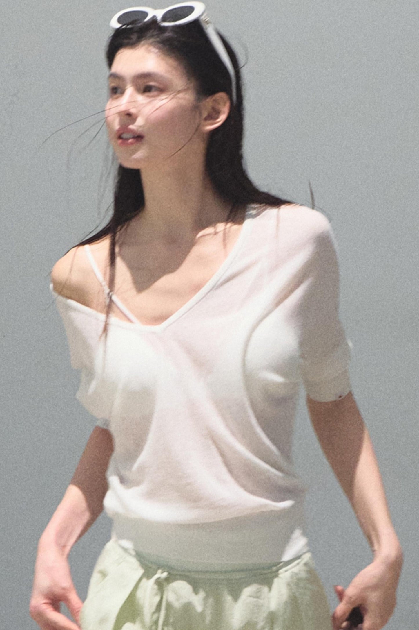 Distant Tenderness Linen Knit Camisole T-Shirt Set