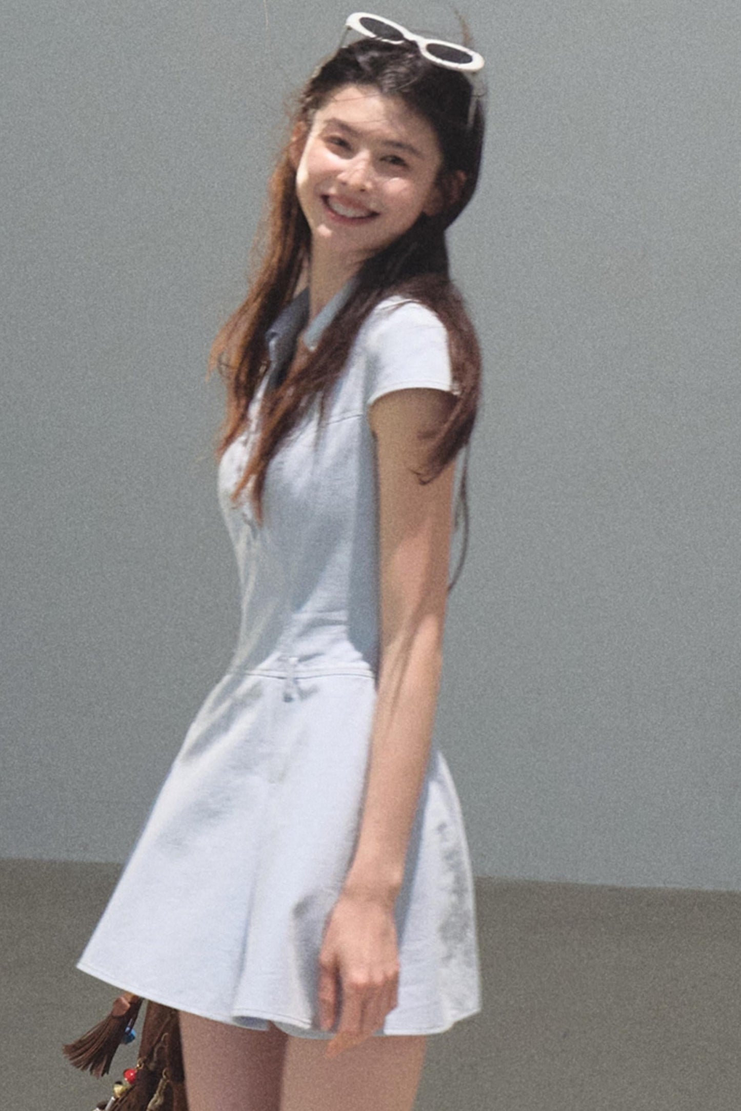 Summer Cicadas Denim V-Neck Waist Dress