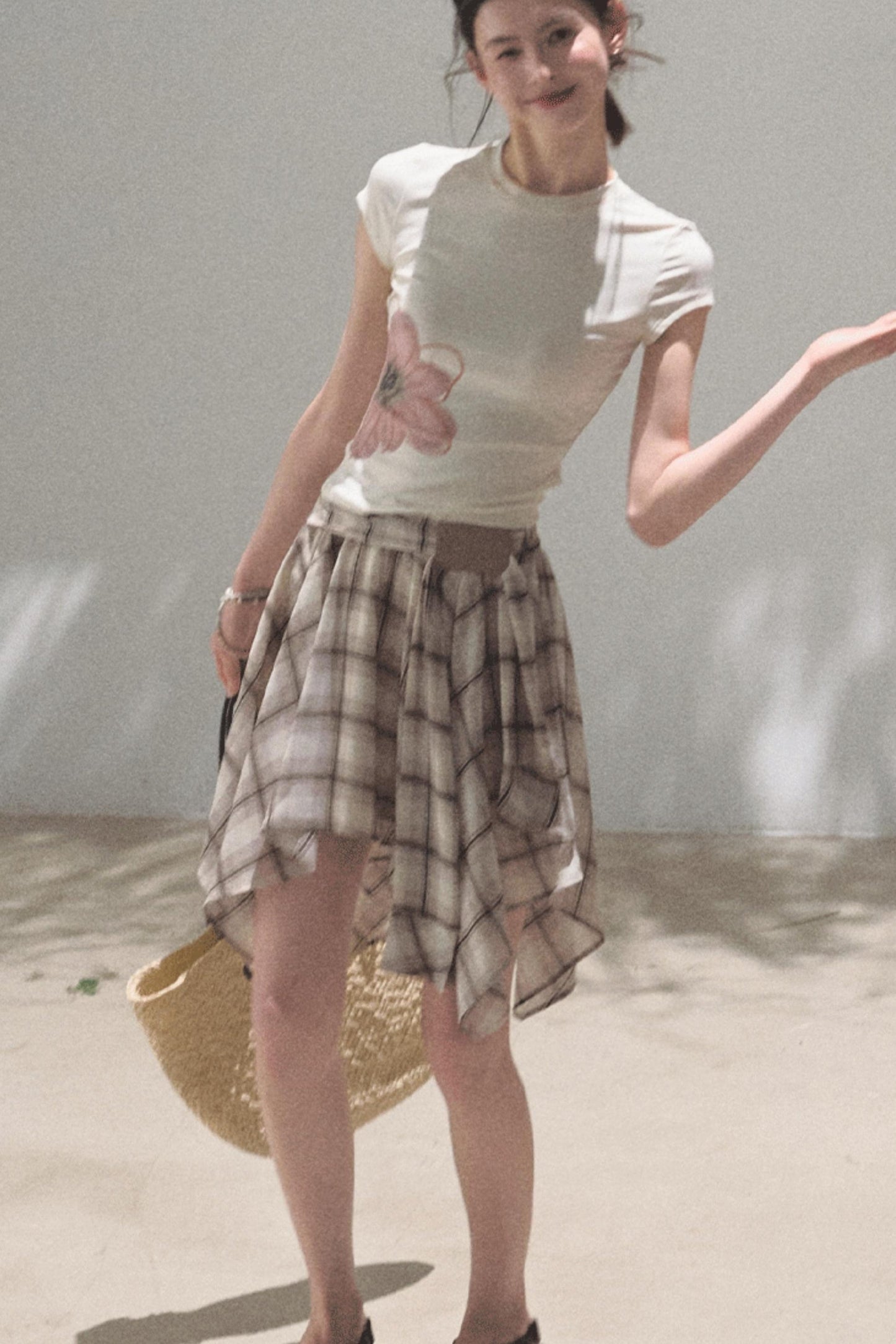 Love Ripple Plaid Skirt