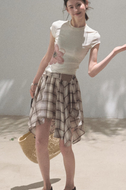 Love Ripple Plaid Skirt