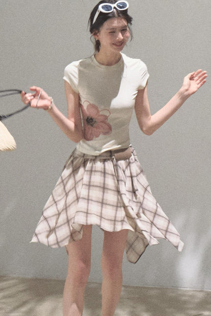 Love Ripple Plaid Skirt