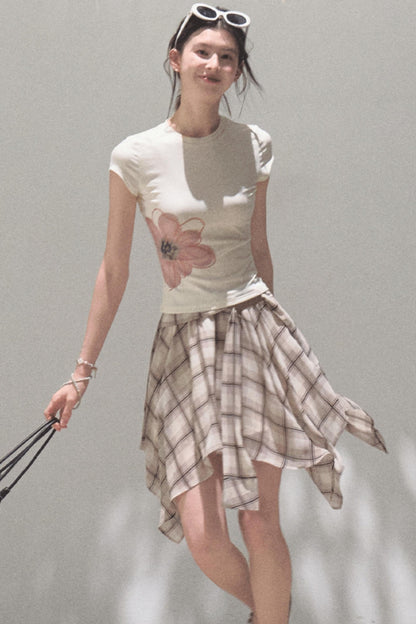 Love Ripple Plaid Skirt