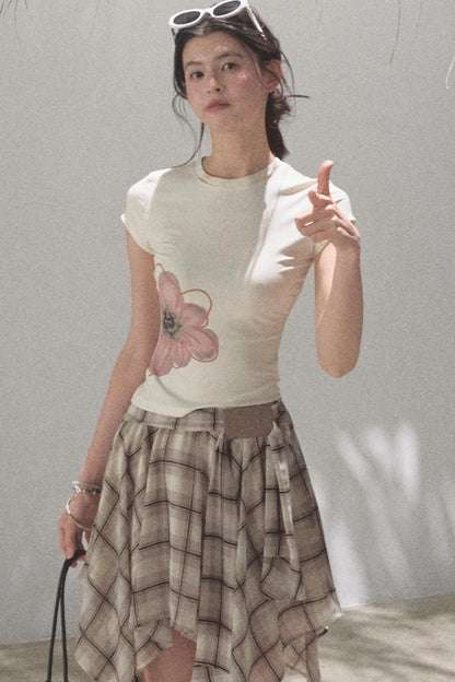 Love Ripple Plaid Skirt