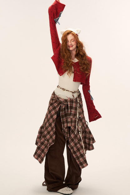 Star Patch Cropped Sweater Jacket