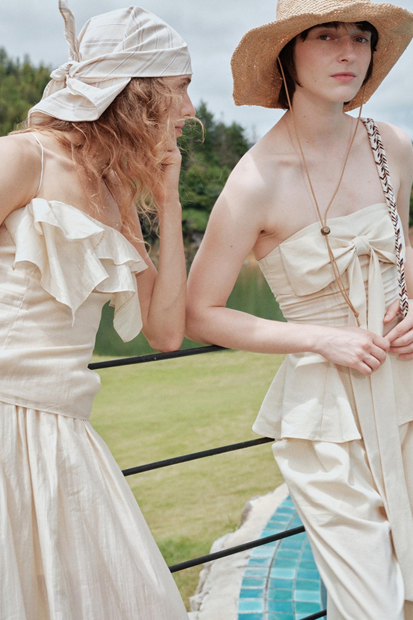 Eternal River Bandeau Top Wide-Leg Trousers Set-Up