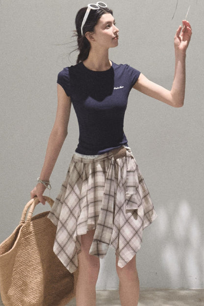 Love Ripple Plaid Skirt