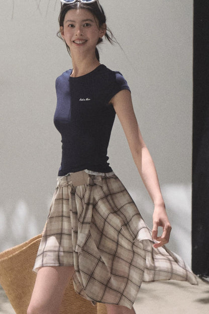 Love Ripple Plaid Skirt