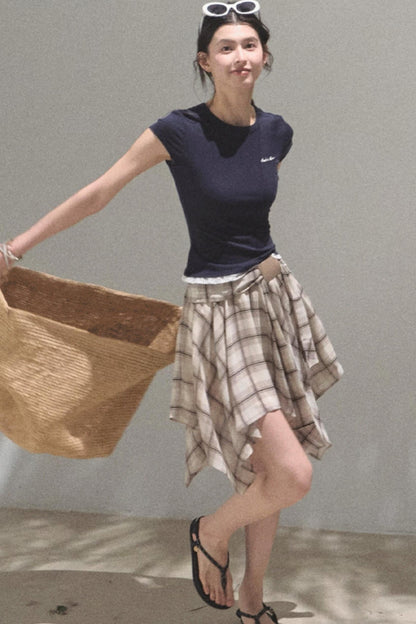 Love Ripple Plaid Skirt