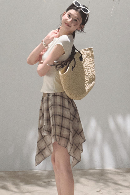 Love Ripple Plaid Skirt