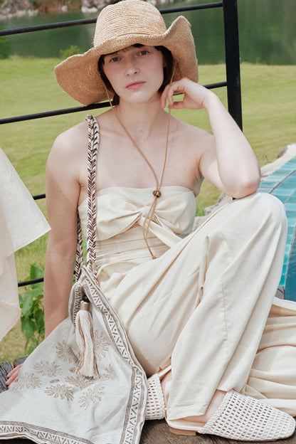 Eternal River Bandeau Top Wide-Leg Trousers Set-Up